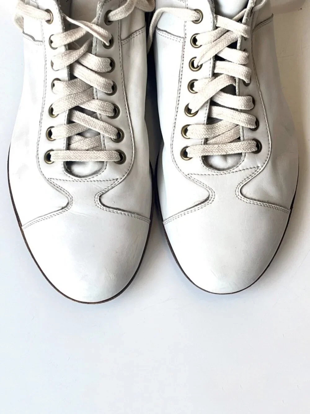 Vintage 90s Y2K Men's Gucci Tom Ford Off White Glove Leather Lace Up Shoes 8.5D